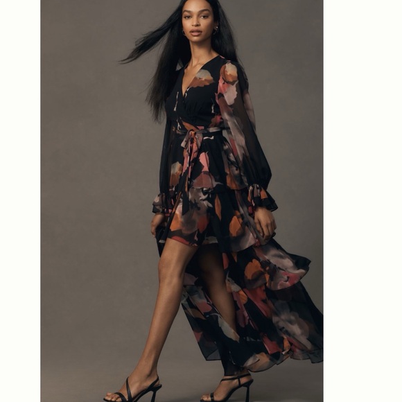 NWT Anthropologie Hutch Long-Sleeve V-Neck True Wrap Maxi Dress Floral 2X - Picture 8 of 17